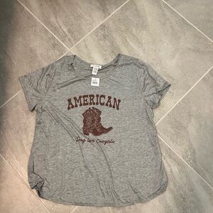 Gray Graphic T-Shirt with Red Print